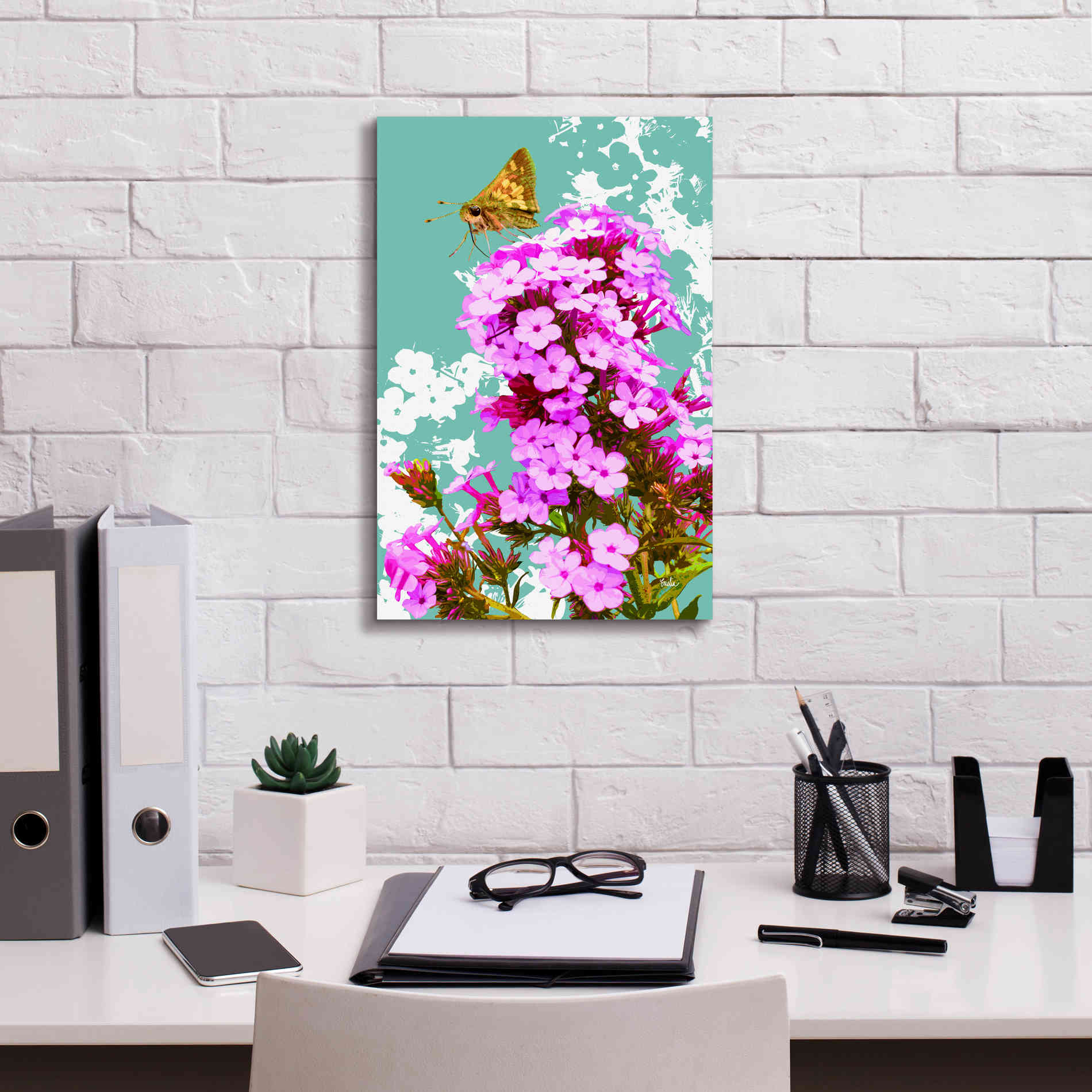 'Skipper On Flox' by Evelia Designs Giclee Canvas Wall Art,12 x 18