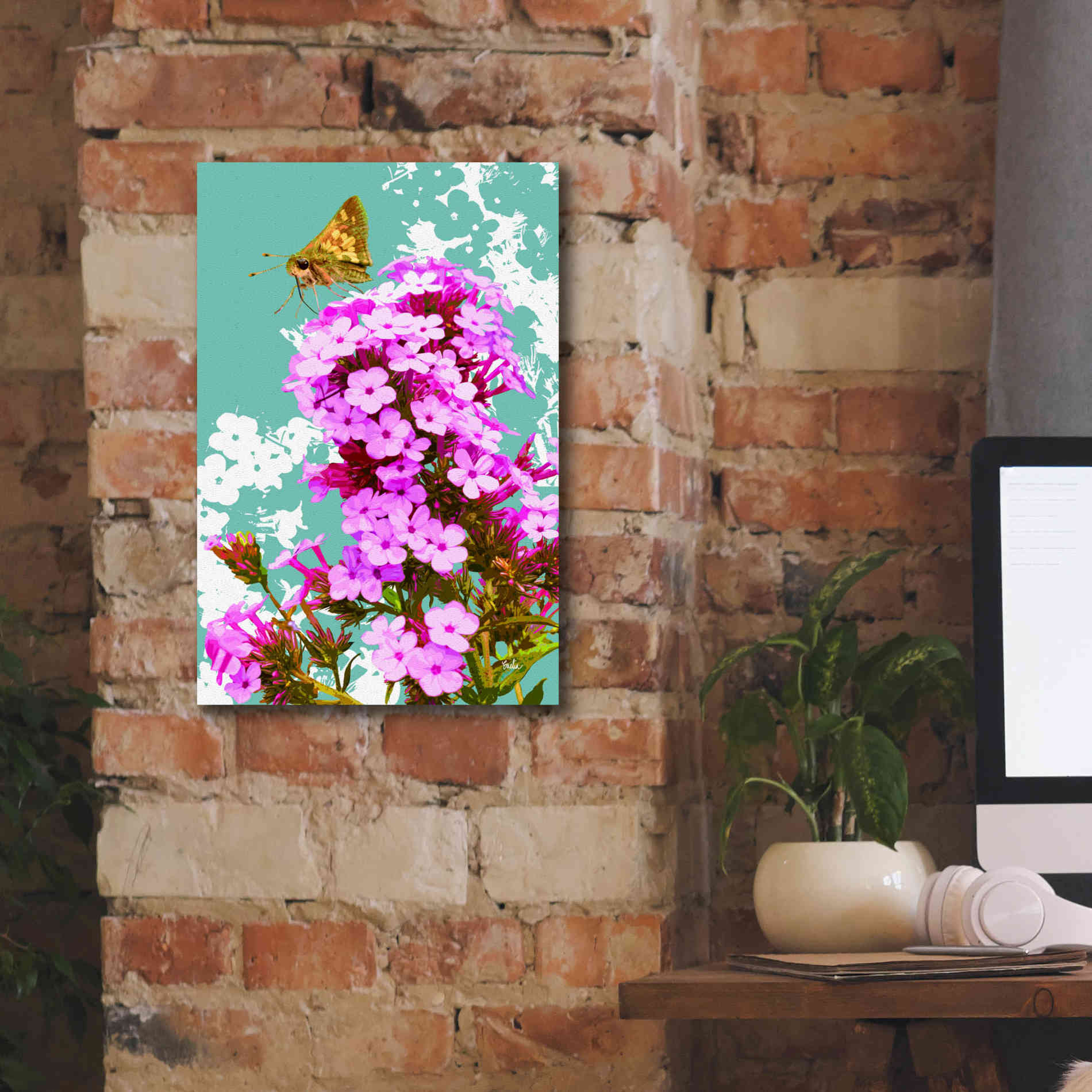 'Skipper On Flox' by Evelia Designs Giclee Canvas Wall Art,12 x 18