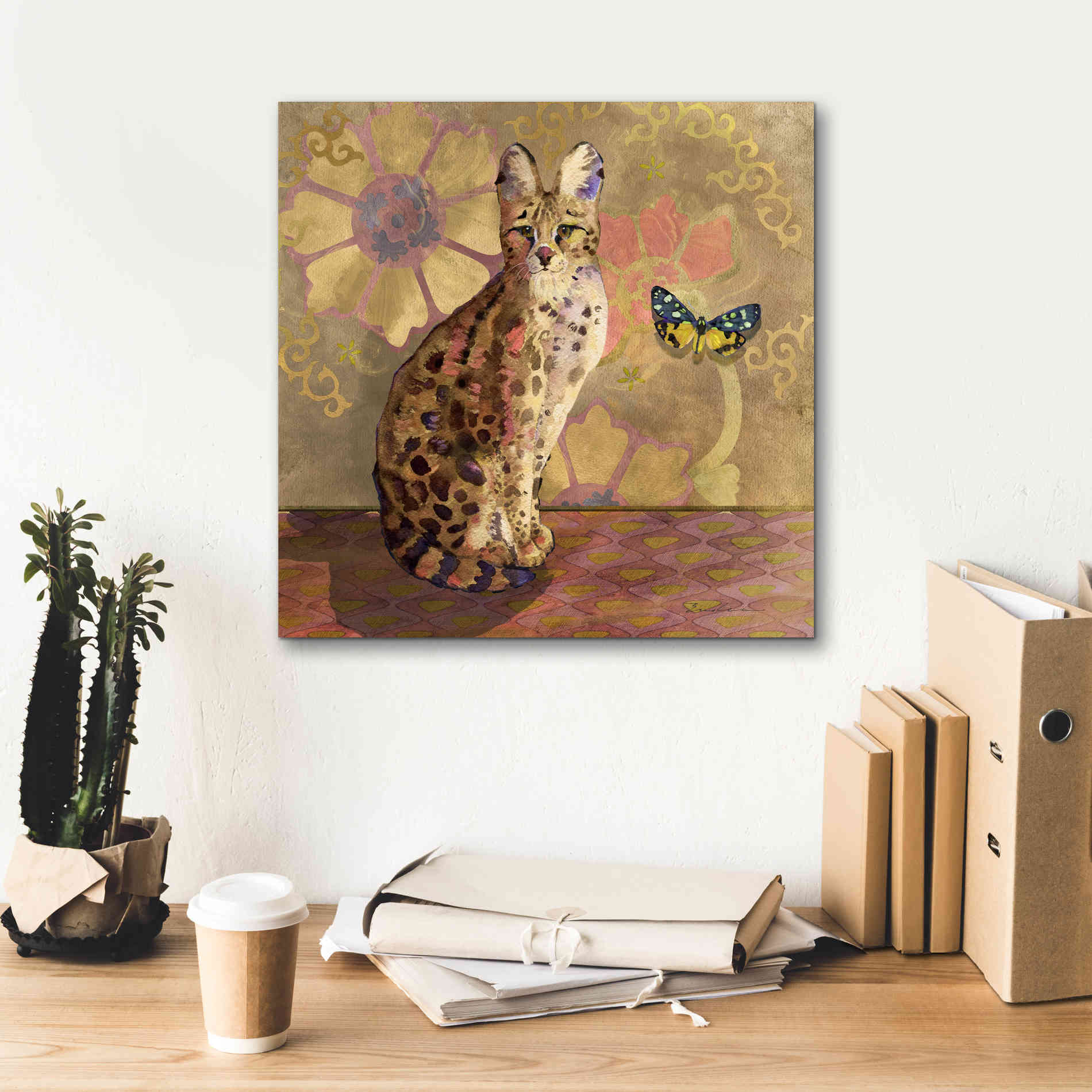'Duchess Bellflower The Cat' by Evelia Designs Giclee Canvas Wall Art,18 x 18