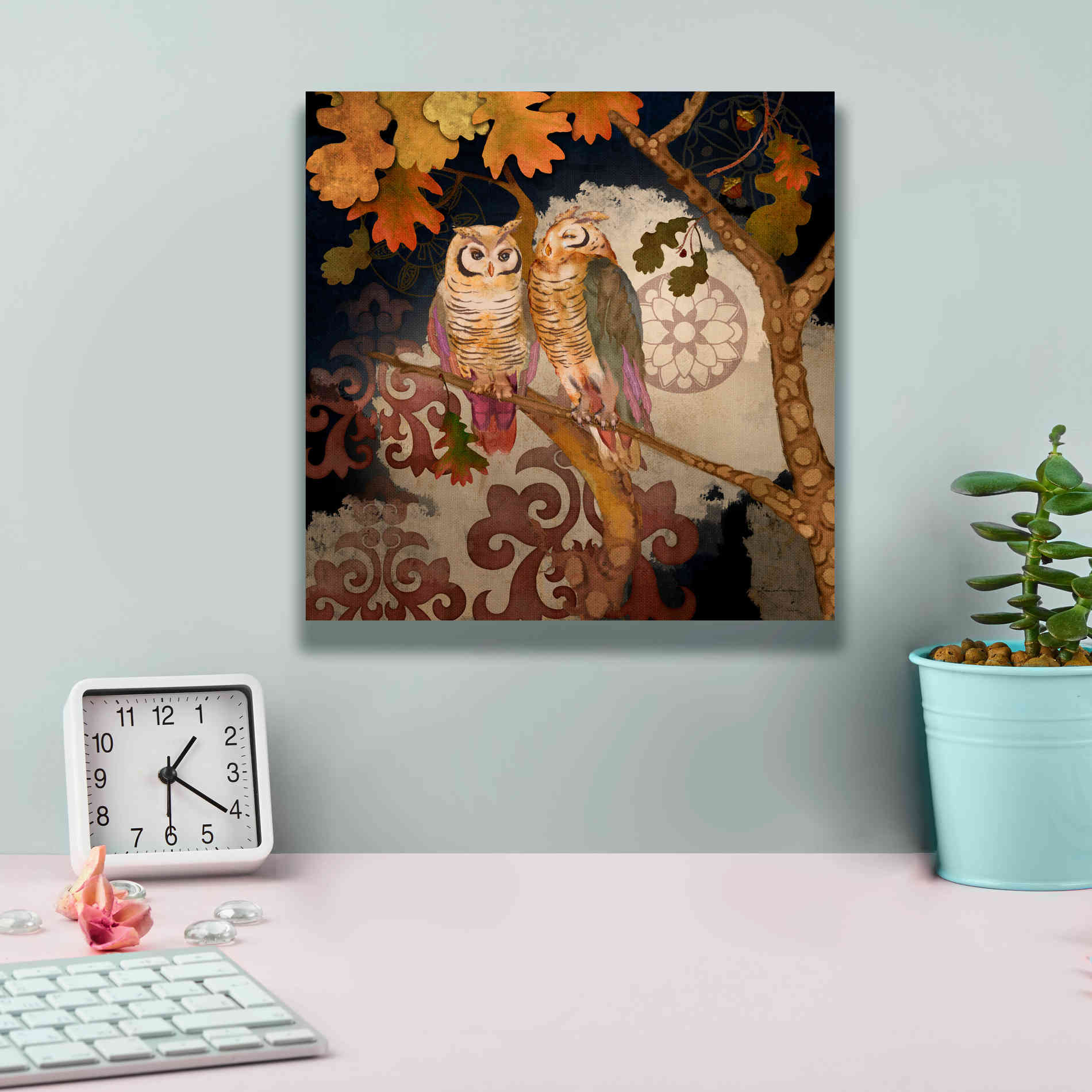 'Singing Owl' by Evelia Designs Giclee Canvas Wall Art,12 x 12