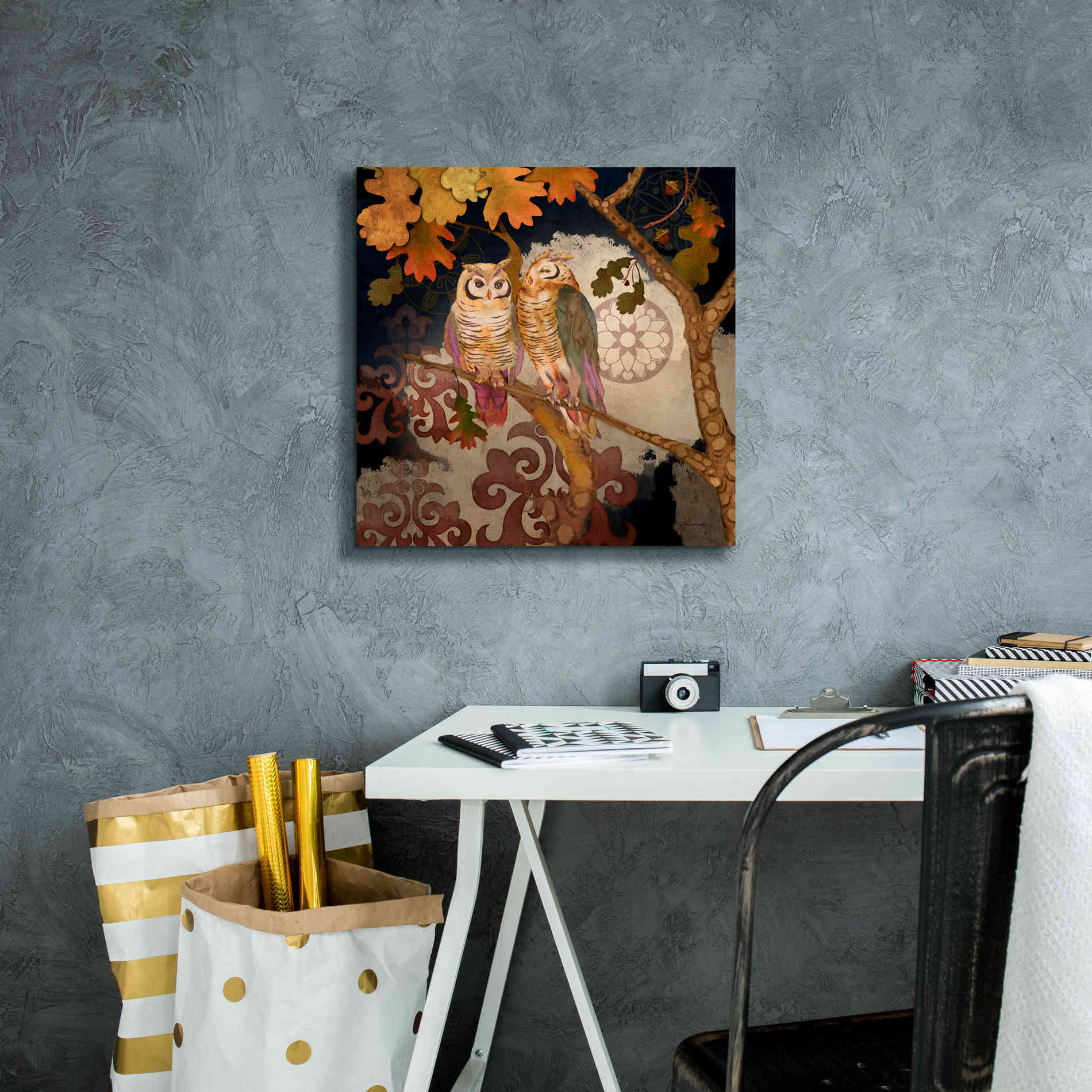 'Singing Owl' by Evelia Designs Giclee Canvas Wall Art,18 x 18