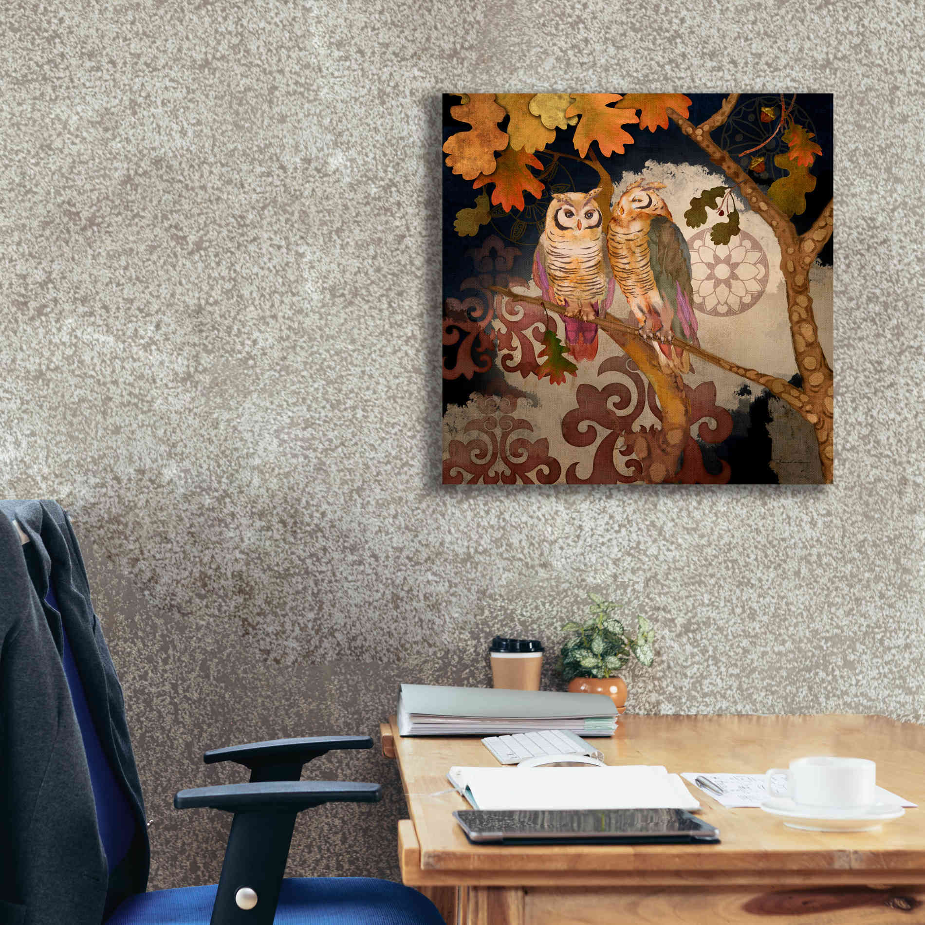 'Singing Owl' by Evelia Designs Giclee Canvas Wall Art,26 x 26