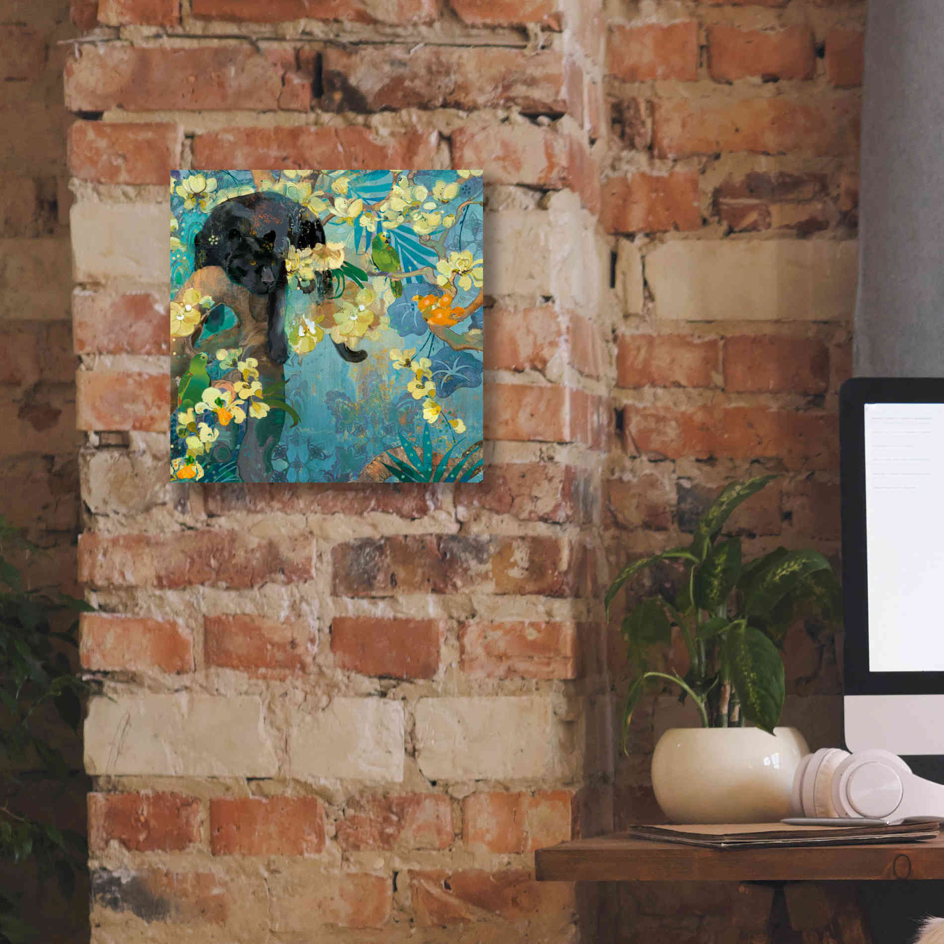 'Black Jaguar' by Evelia Designs Giclee Canvas Wall Art,12 x 12