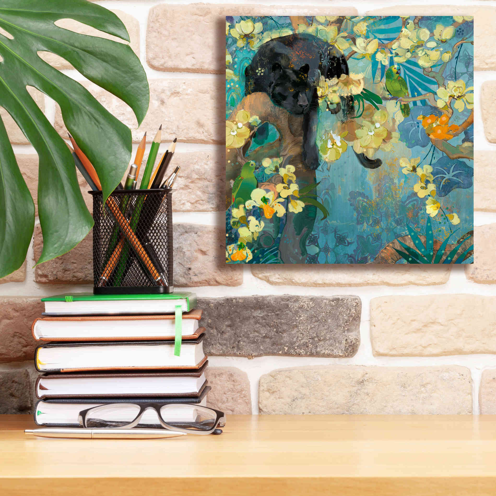 'Black Jaguar' by Evelia Designs Giclee Canvas Wall Art,12 x 12