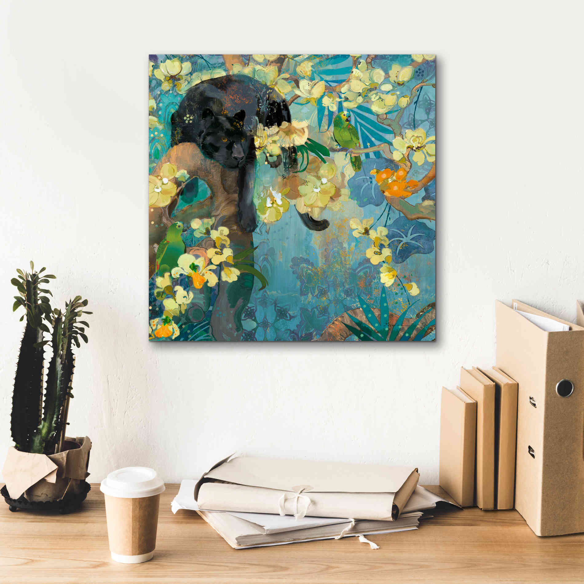 'Black Jaguar' by Evelia Designs Giclee Canvas Wall Art,18 x 18
