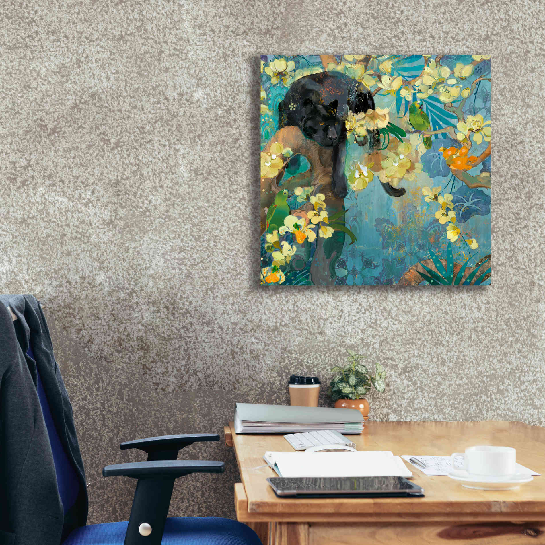 'Black Jaguar' by Evelia Designs Giclee Canvas Wall Art,26 x 26