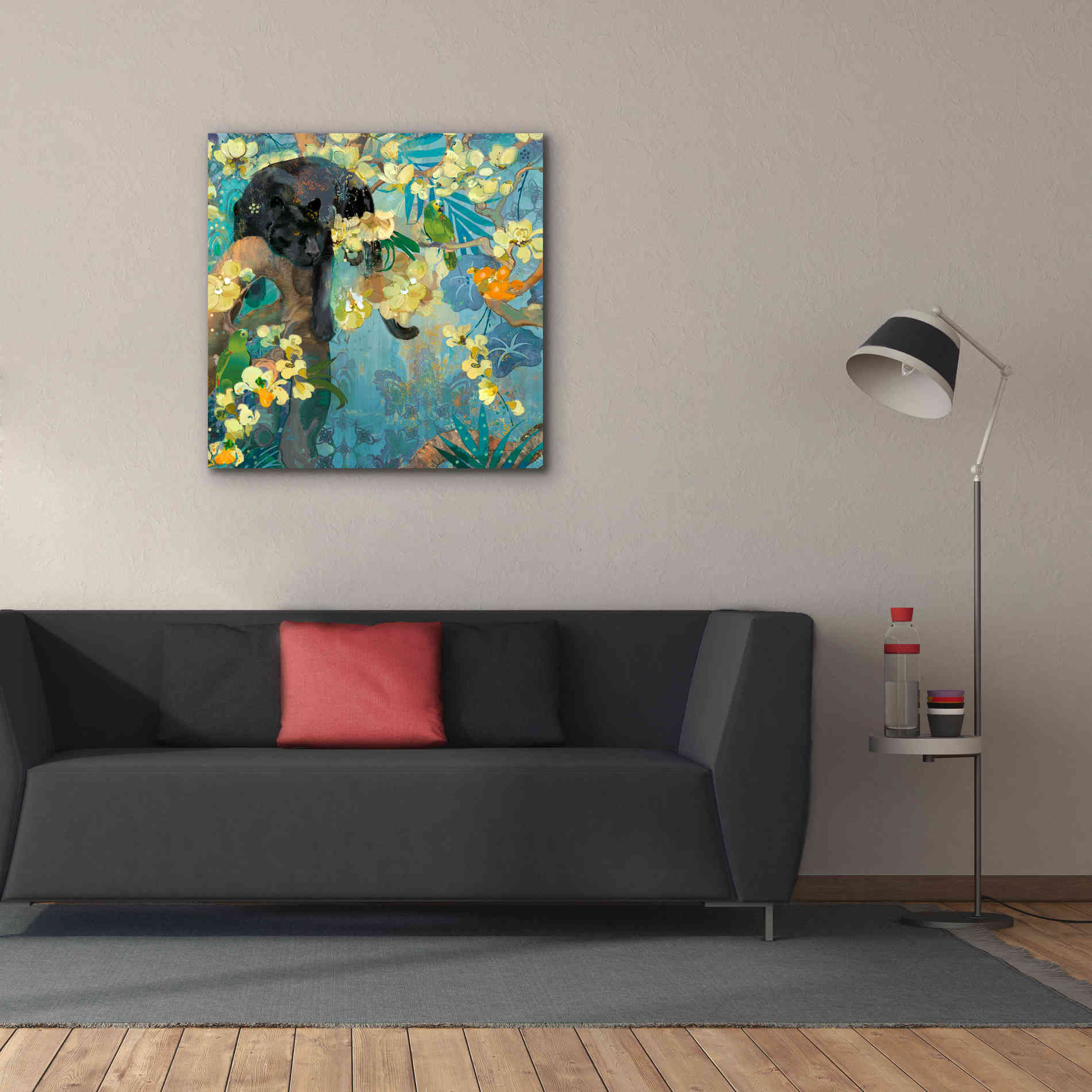 'Black Jaguar' by Evelia Designs Giclee Canvas Wall Art,37 x 37