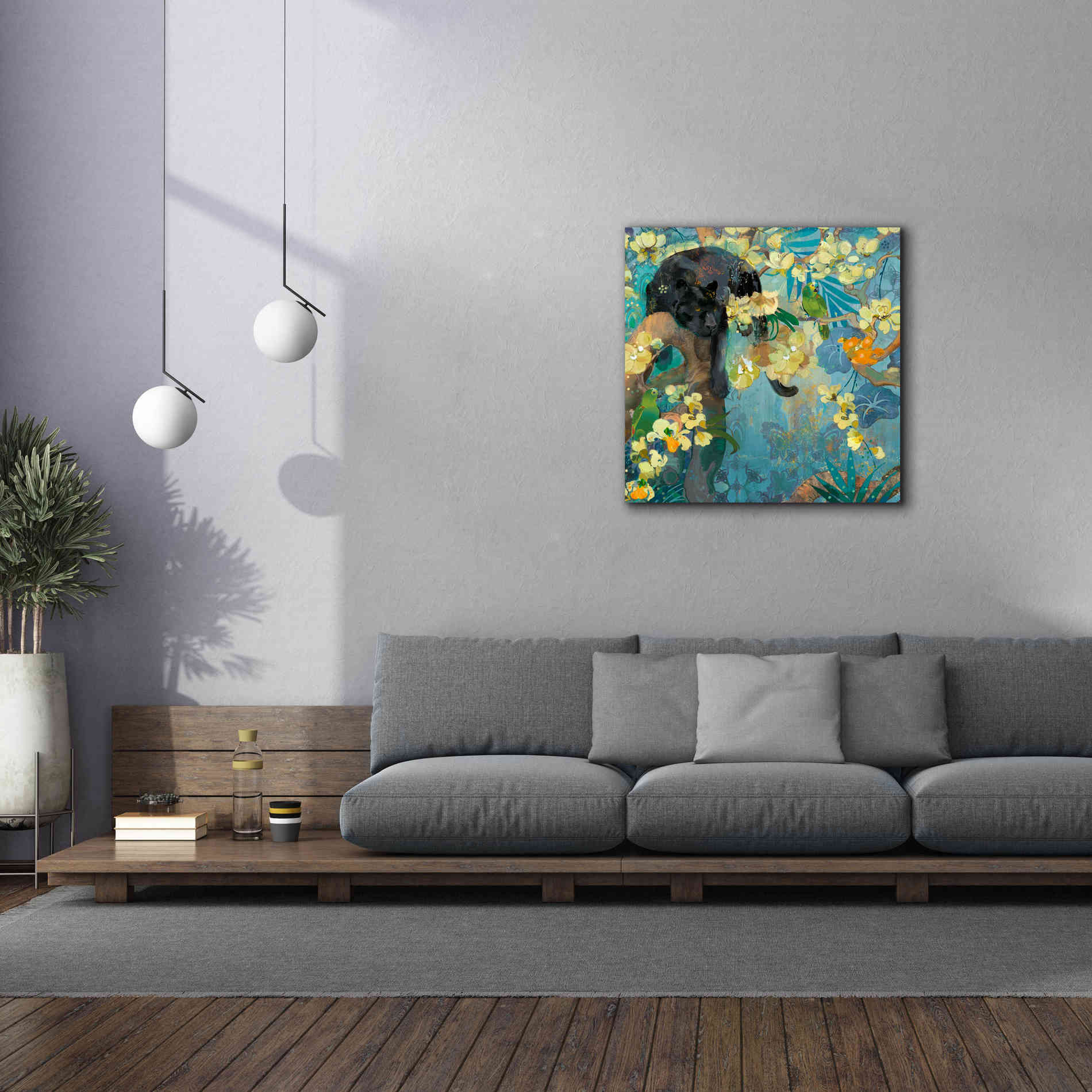 'Black Jaguar' by Evelia Designs Giclee Canvas Wall Art,37 x 37