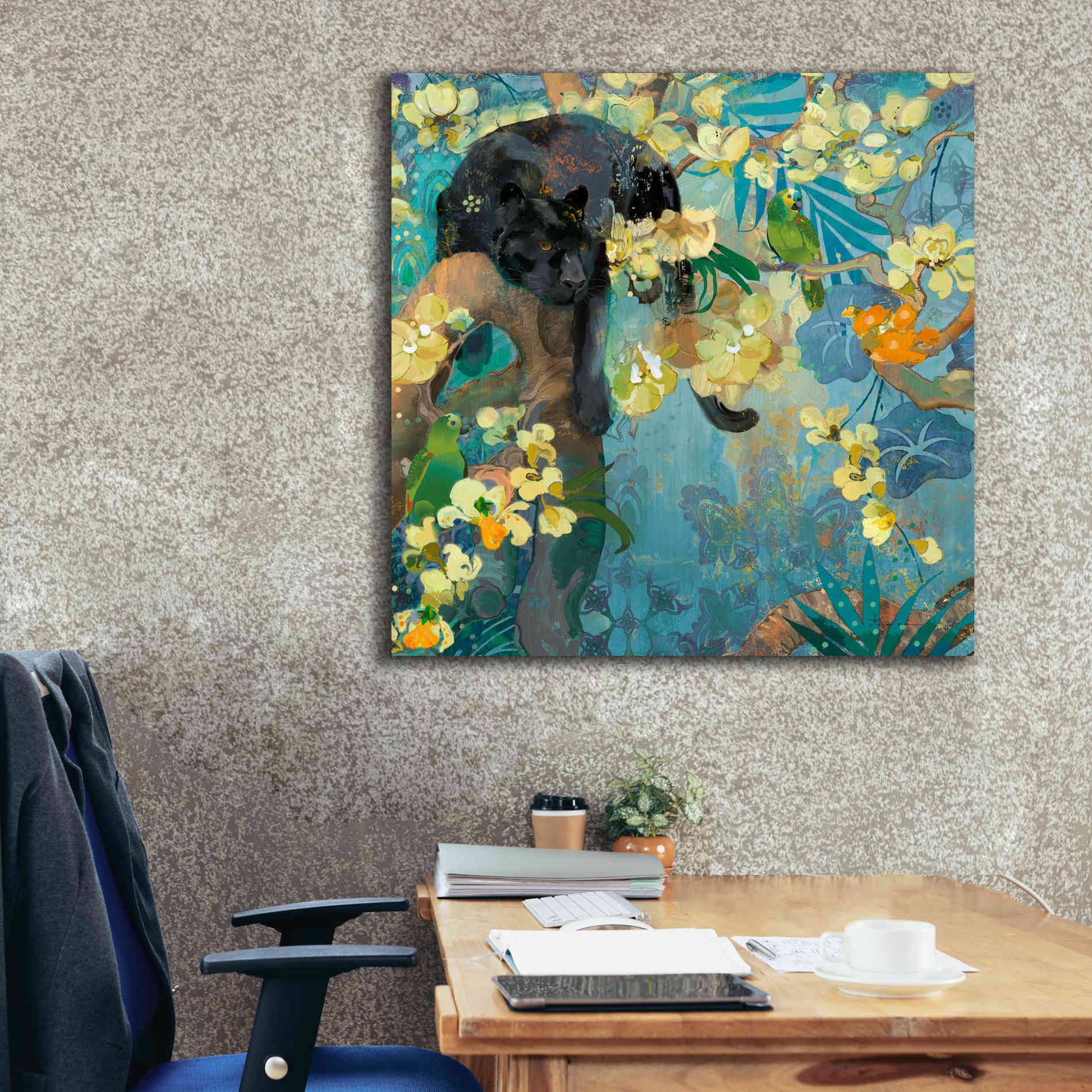 'Black Jaguar' by Evelia Designs Giclee Canvas Wall Art,37 x 37