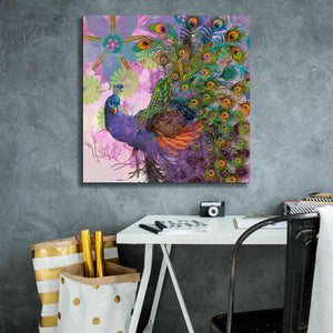 'Peacock Prance' by Evelia Designs Giclee Canvas Wall Art,26 x 26