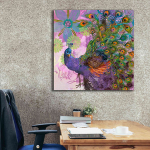 'Peacock Prance' by Evelia Designs Giclee Canvas Wall Art,37 x 37