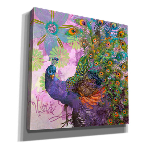 Image of 'Peacock Prance' by Evelia Designs Giclee Canvas Wall Art