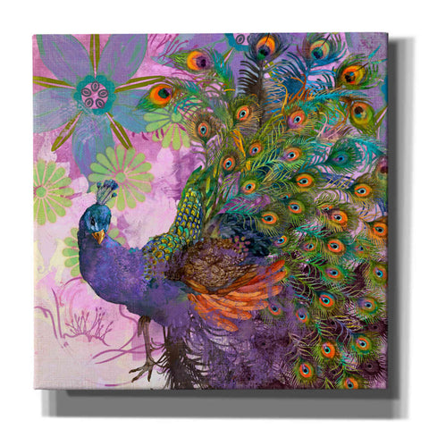 Image of 'Peacock Prance' by Evelia Designs Giclee Canvas Wall Art