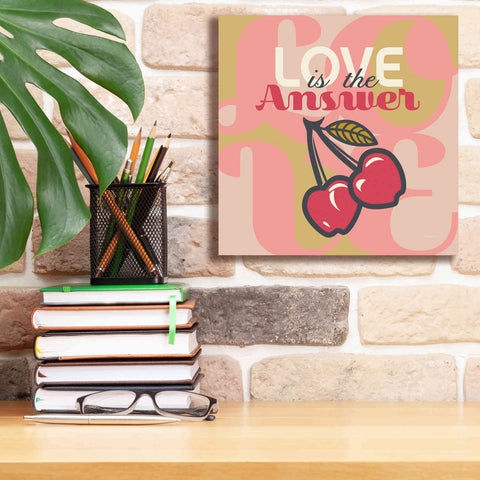 Image of 'Love Is The Answer Cherries' by Evelia Designs Giclee Canvas Wall Art,12 x 12
