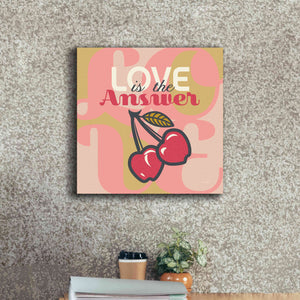 'Love Is The Answer Cherries' by Evelia Designs Giclee Canvas Wall Art,18 x 18