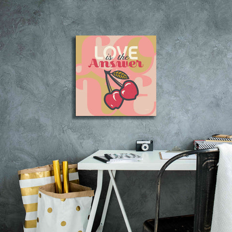 Image of 'Love Is The Answer Cherries' by Evelia Designs Giclee Canvas Wall Art,18 x 18