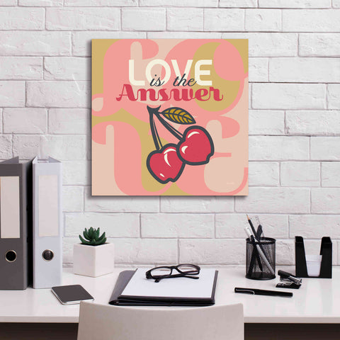Image of 'Love Is The Answer Cherries' by Evelia Designs Giclee Canvas Wall Art,18 x 18