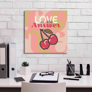 'Love Is The Answer Cherries' by Evelia Designs Giclee Canvas Wall Art,18 x 18