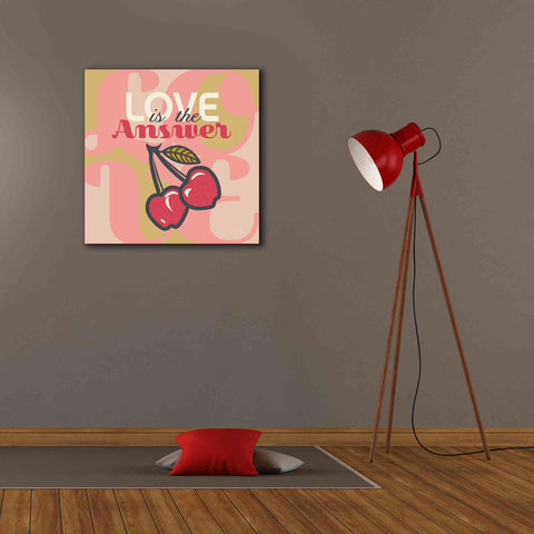 Image of 'Love Is The Answer Cherries' by Evelia Designs Giclee Canvas Wall Art,26 x 26