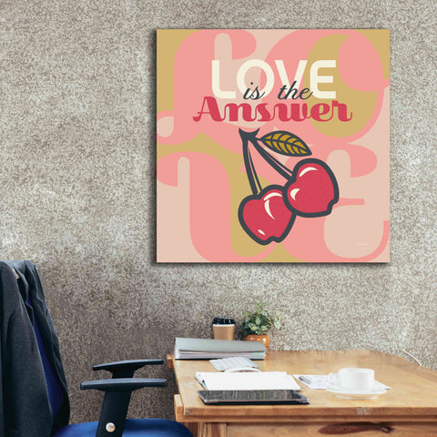 Image of 'Love Is The Answer Cherries' by Evelia Designs Giclee Canvas Wall Art,37 x 37