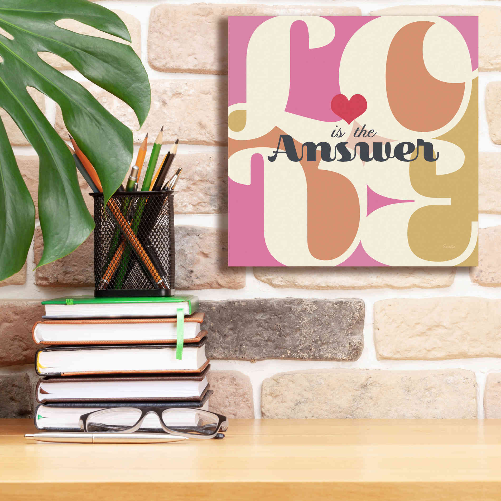 'Love Is The Answer' by Evelia Designs Giclee Canvas Wall Art,12 x 12