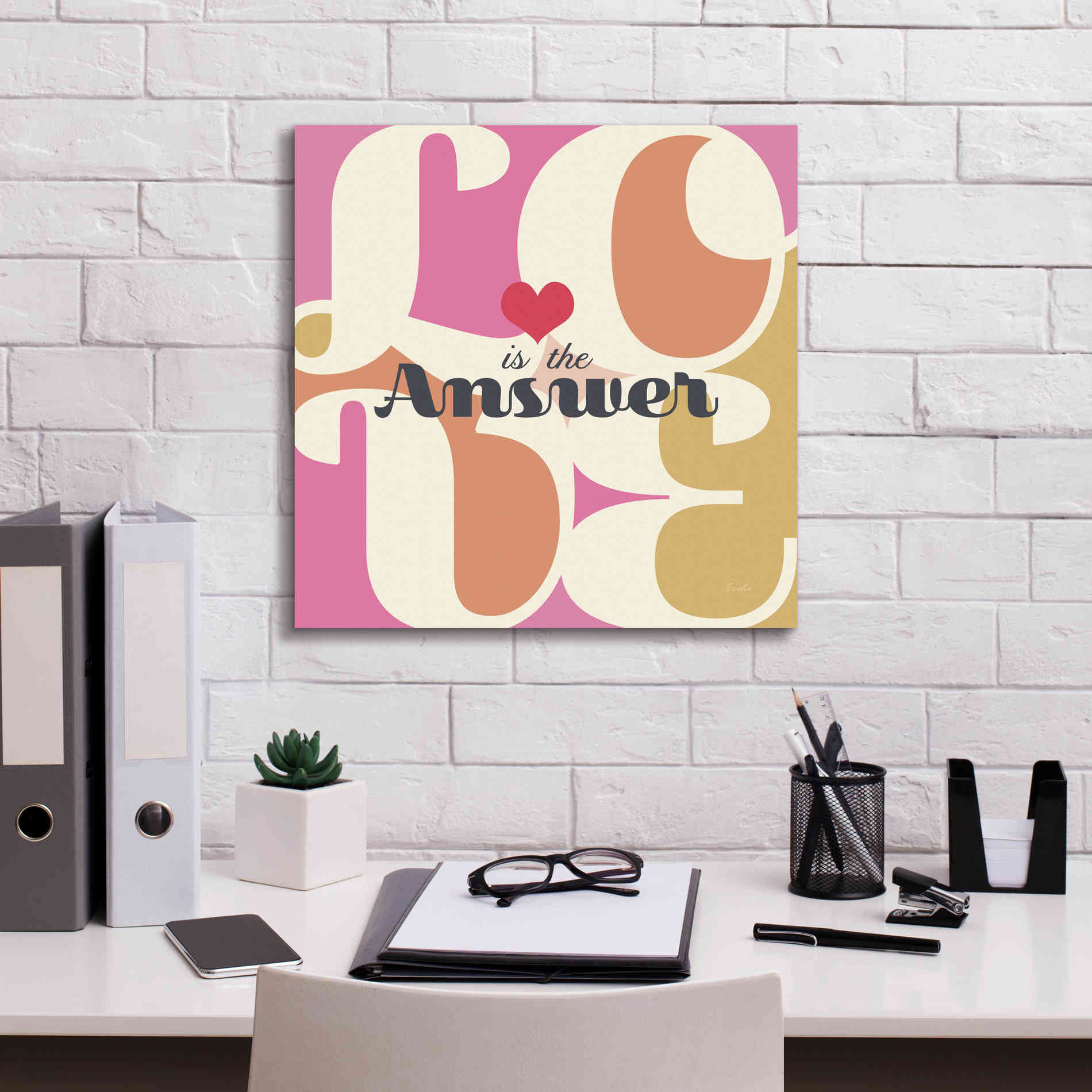 'Love Is The Answer' by Evelia Designs Giclee Canvas Wall Art,18 x 18