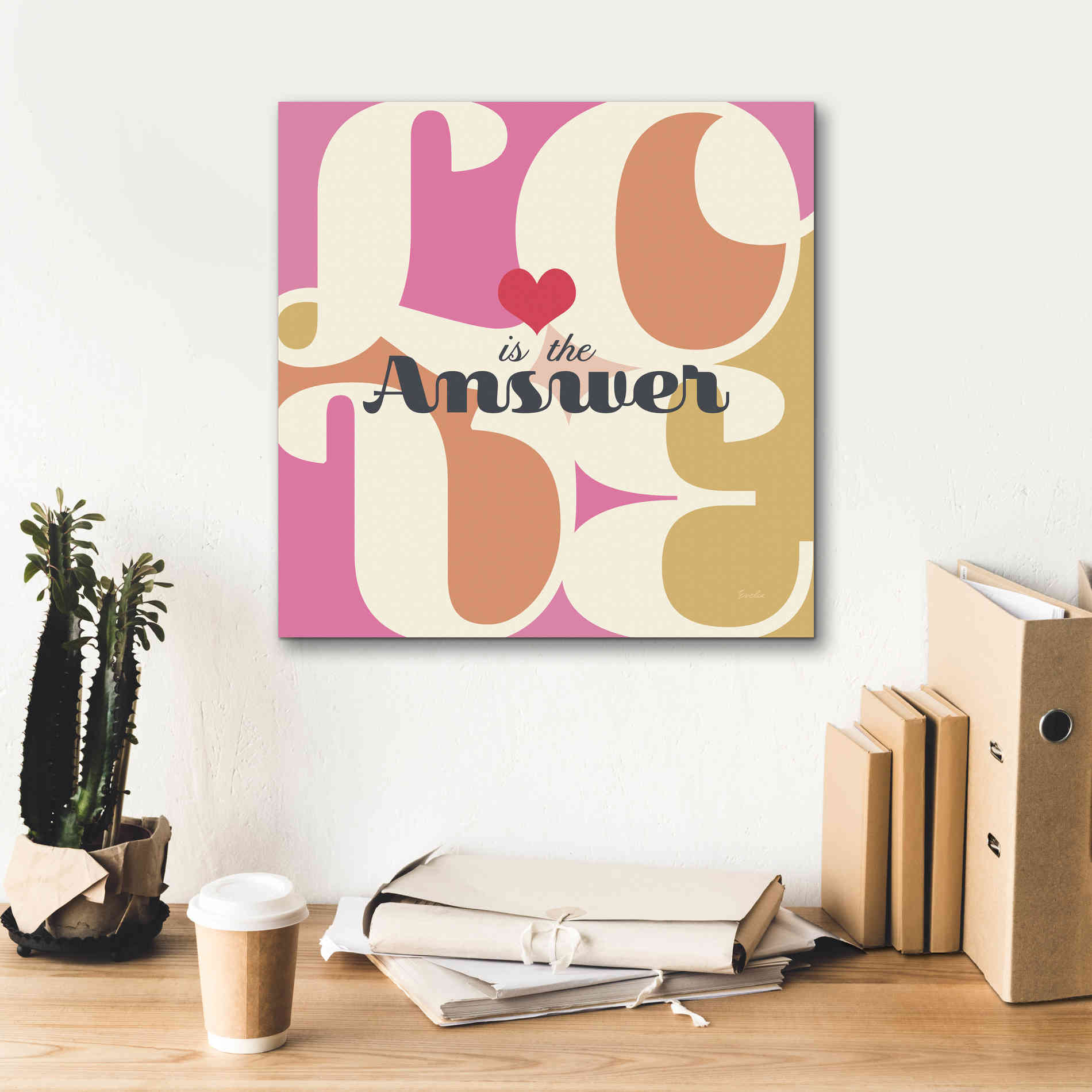 'Love Is The Answer' by Evelia Designs Giclee Canvas Wall Art,18 x 18