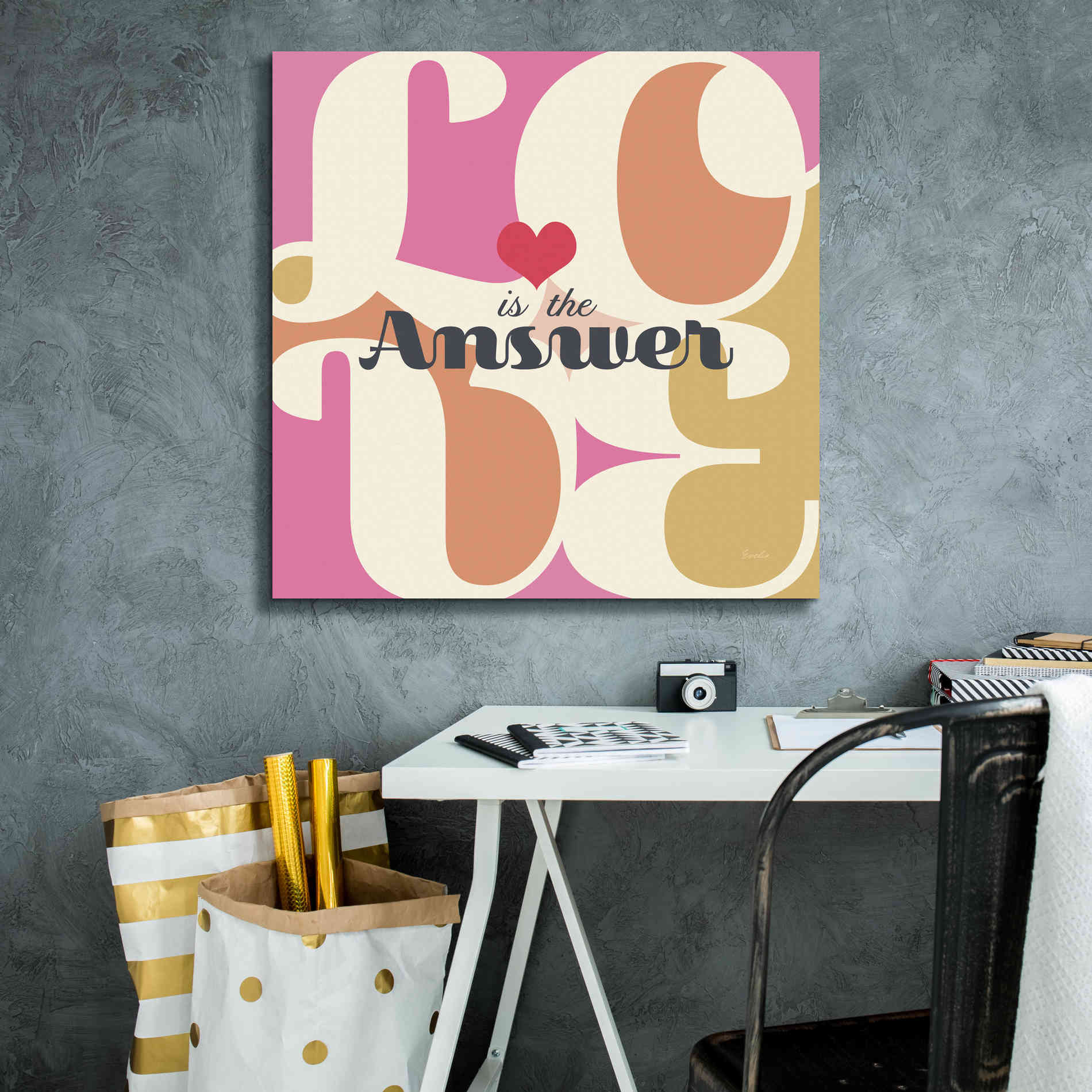 'Love Is The Answer' by Evelia Designs Giclee Canvas Wall Art,26 x 26