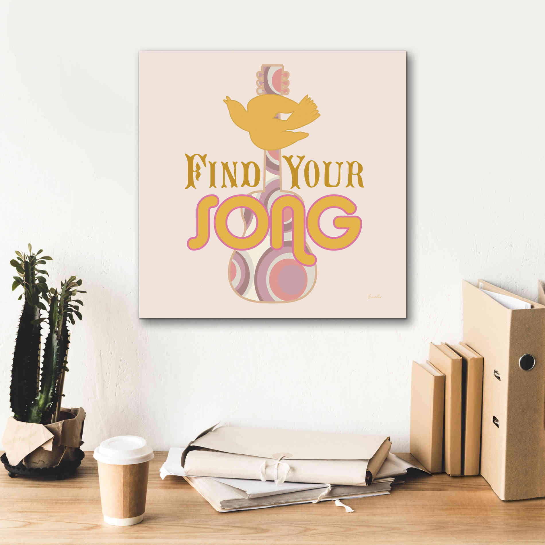 'Find Your Song' by Evelia Designs Giclee Canvas Wall Art,18 x 18