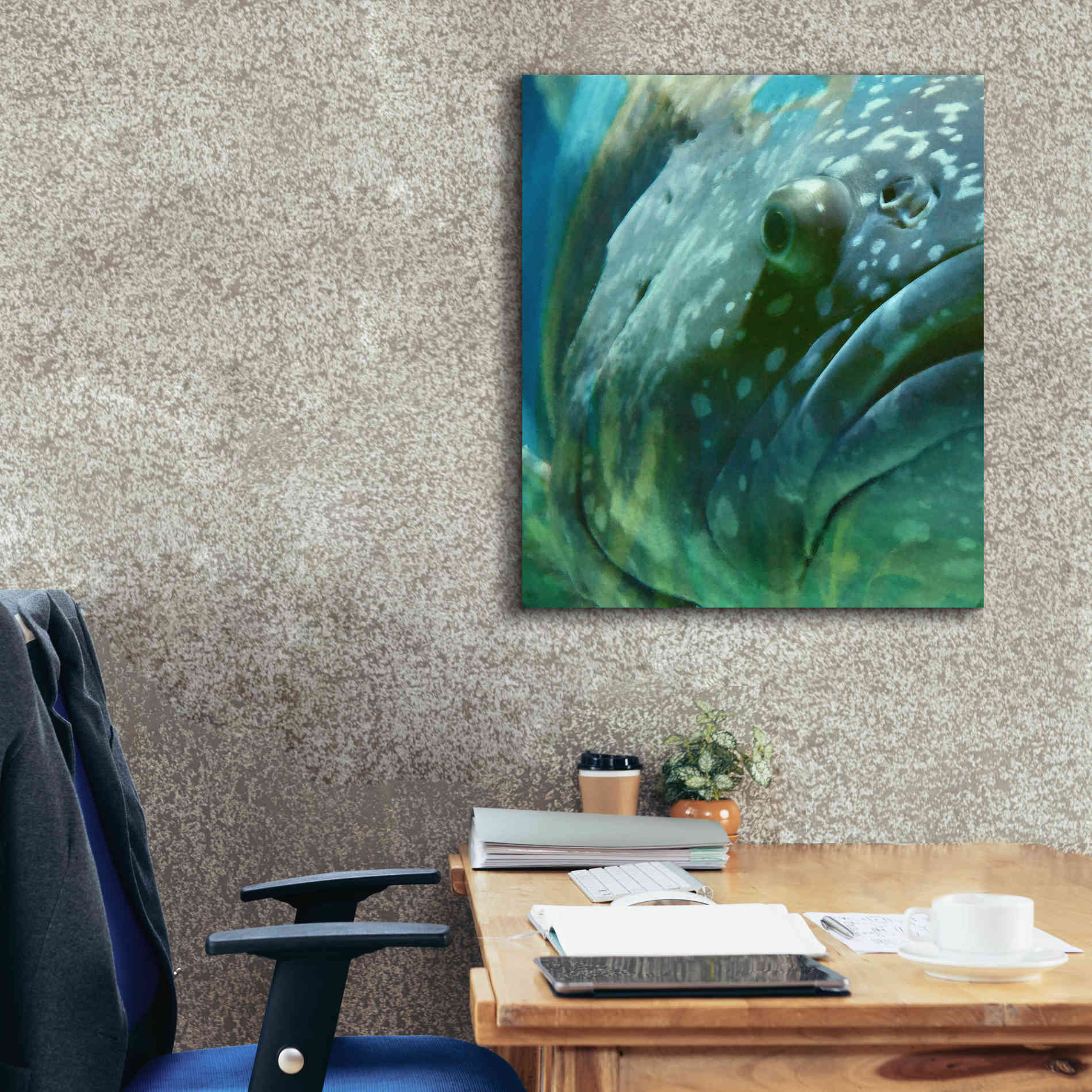 'Turquoise Splash One' by Steve Hunziker Giclee Canvas Wall Art,26 x 30