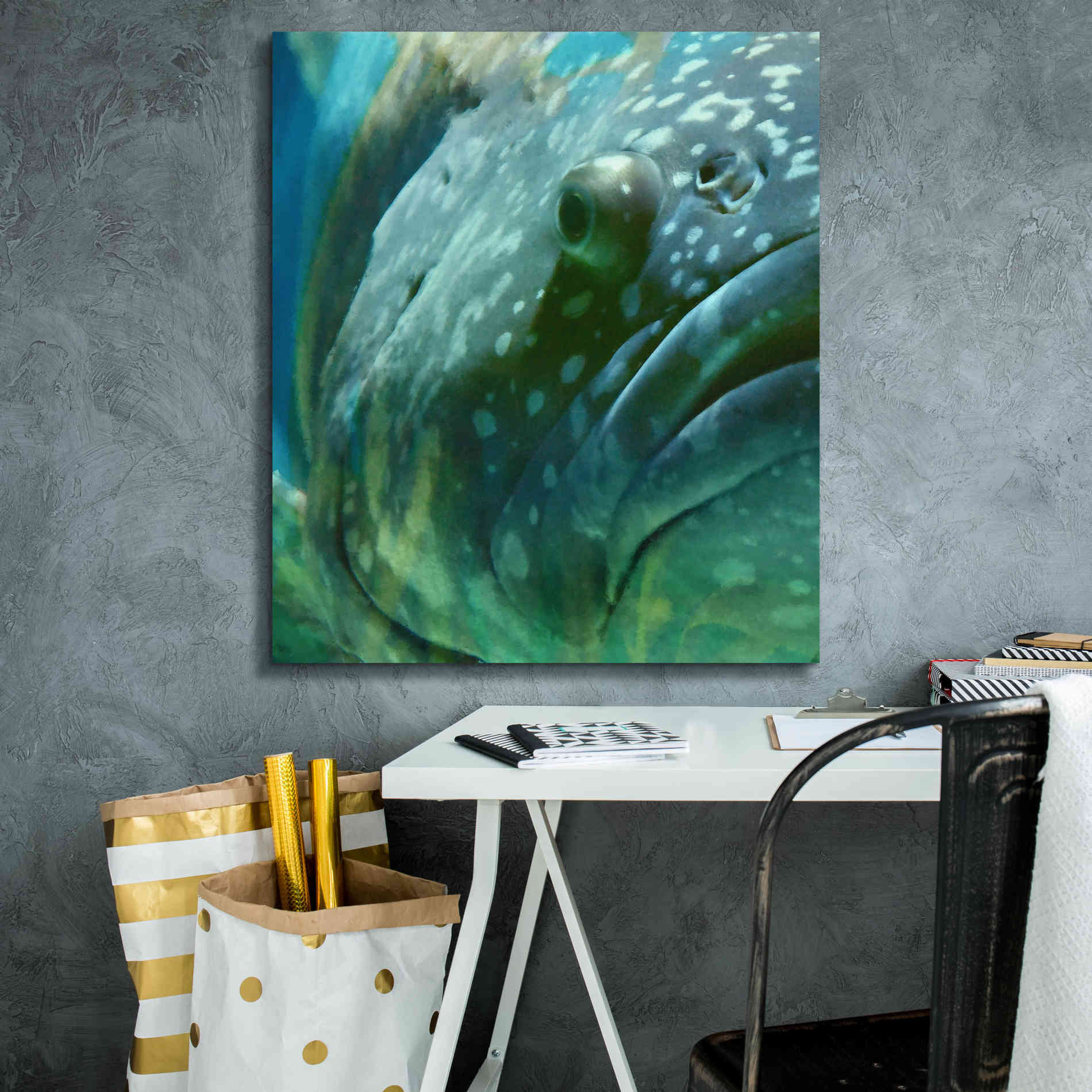 'Turquoise Splash One' by Steve Hunziker Giclee Canvas Wall Art,26 x 30