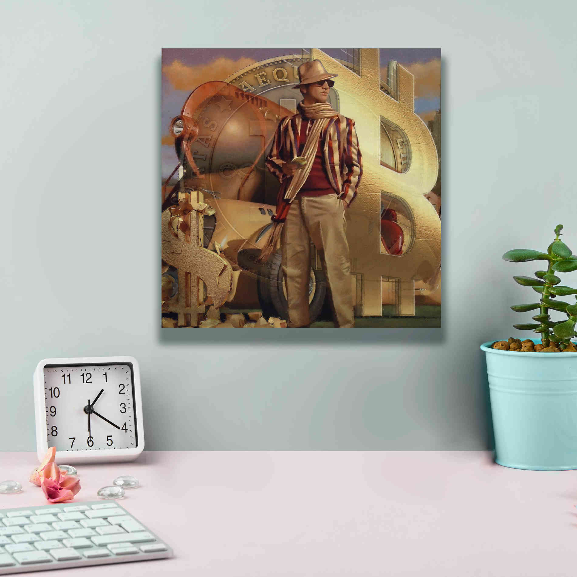 'Bitcoin Deco Eleven' by Steve Hunziker Giclee Canvas Wall Art,12 x 12