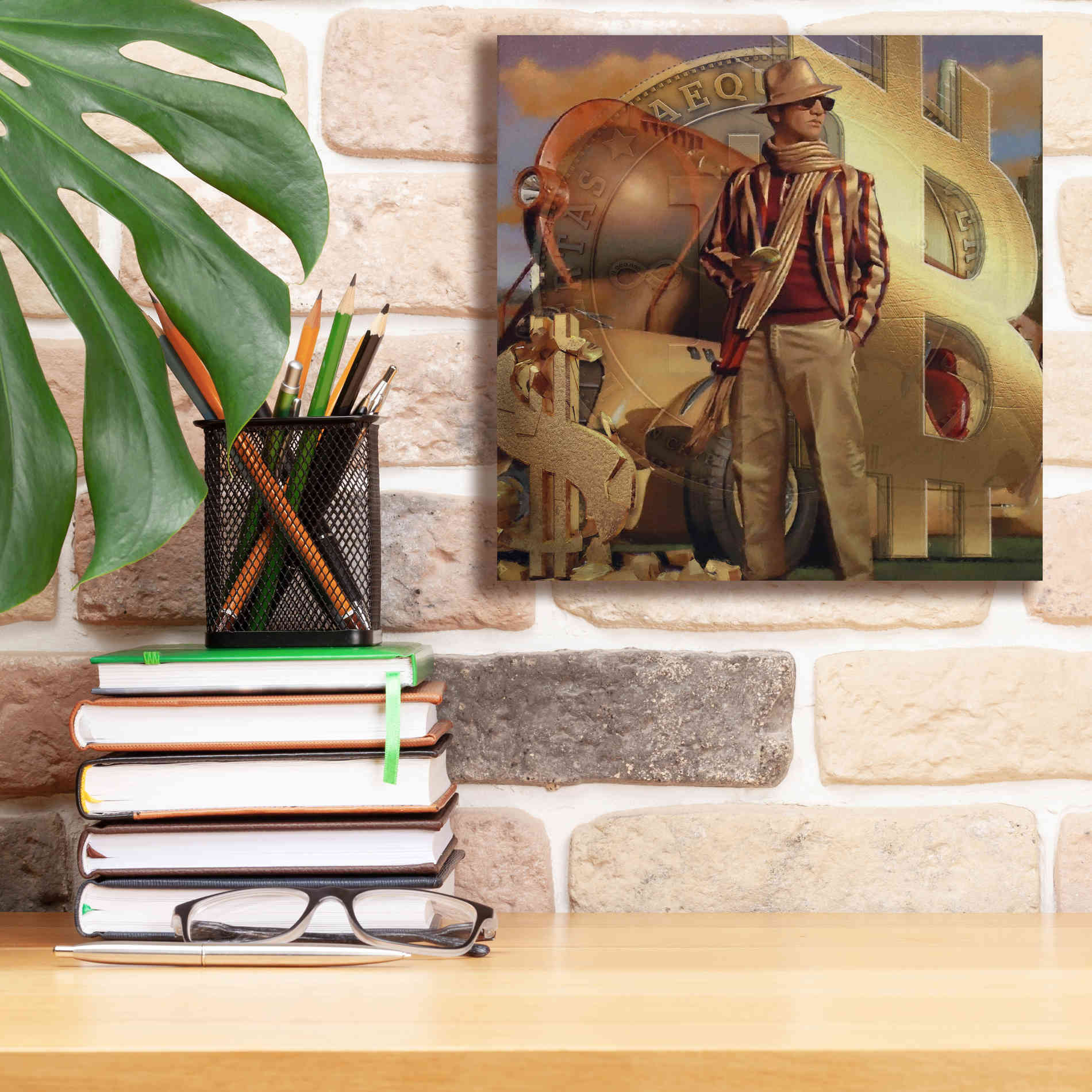 'Bitcoin Deco Eleven' by Steve Hunziker Giclee Canvas Wall Art,12 x 12