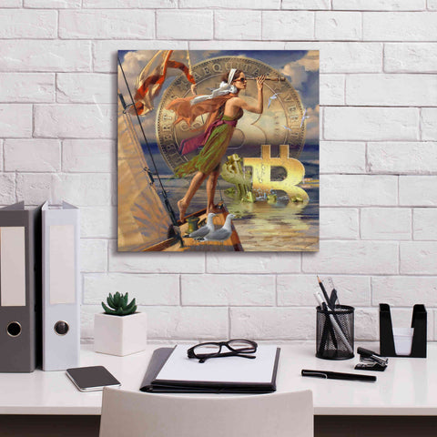 Image of 'Bitcoin Deco Ten' by Steve Hunziker Giclee Canvas Wall Art,18 x 18