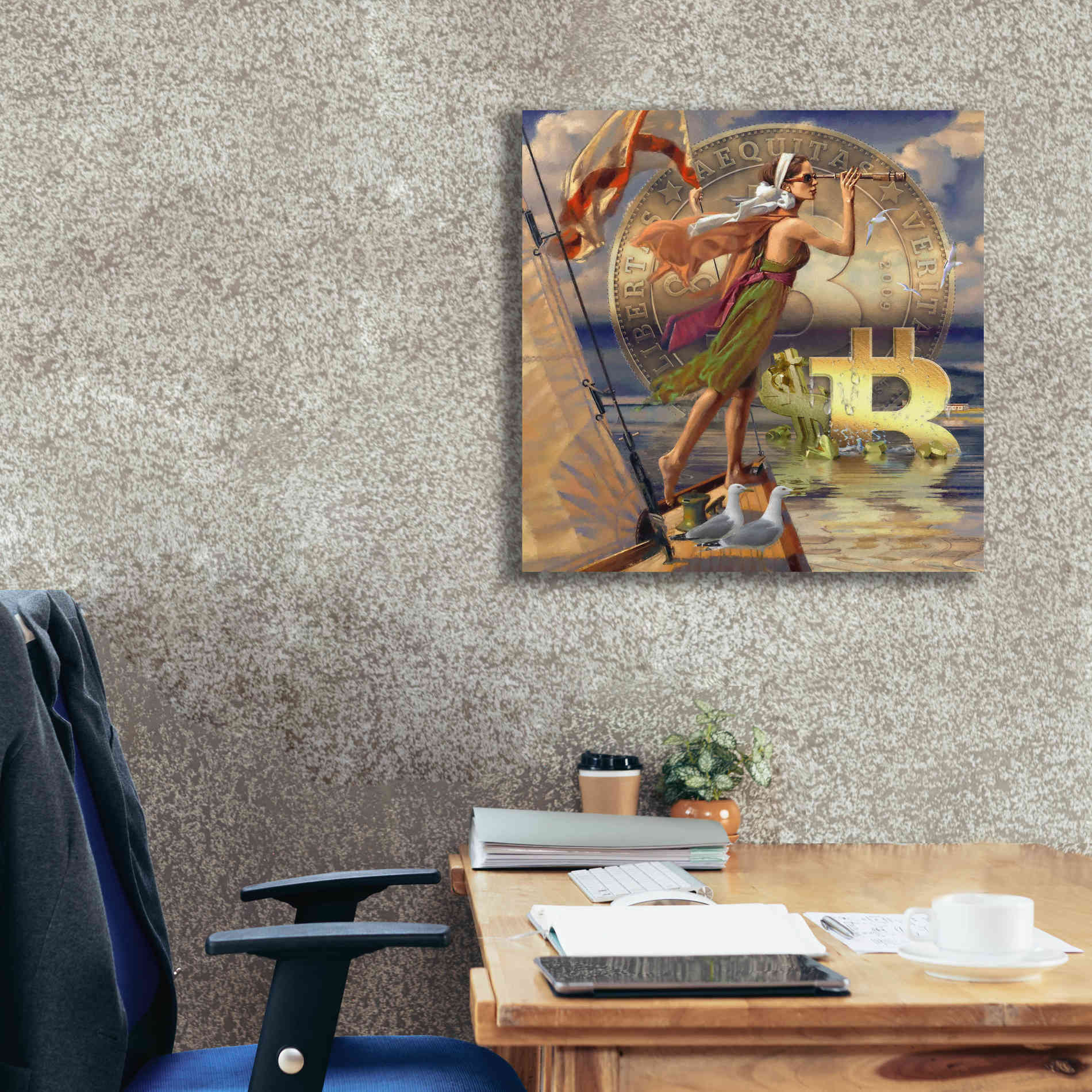 'Bitcoin Deco Ten' by Steve Hunziker Giclee Canvas Wall Art,26 x 26