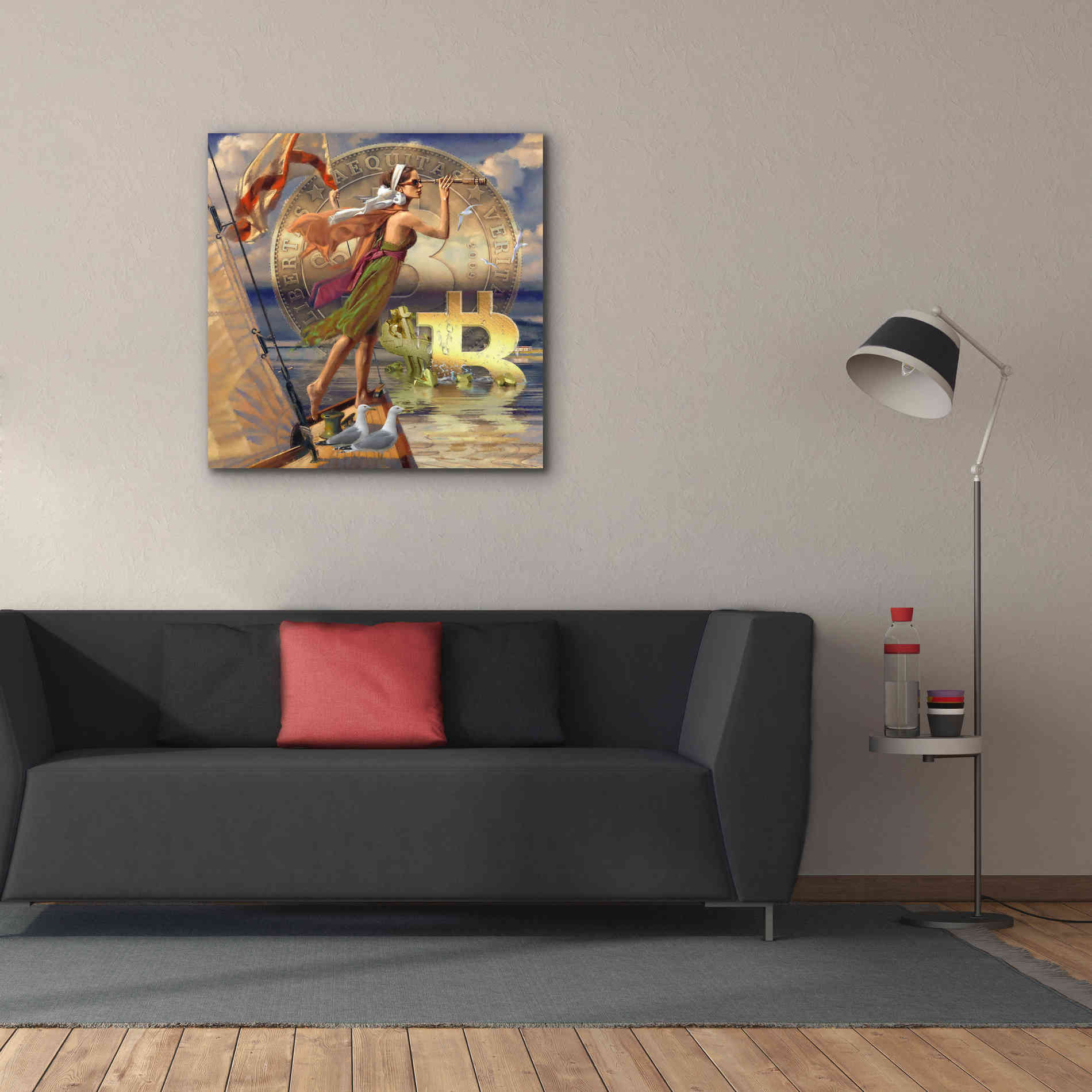 'Bitcoin Deco Ten' by Steve Hunziker Giclee Canvas Wall Art,37 x 37