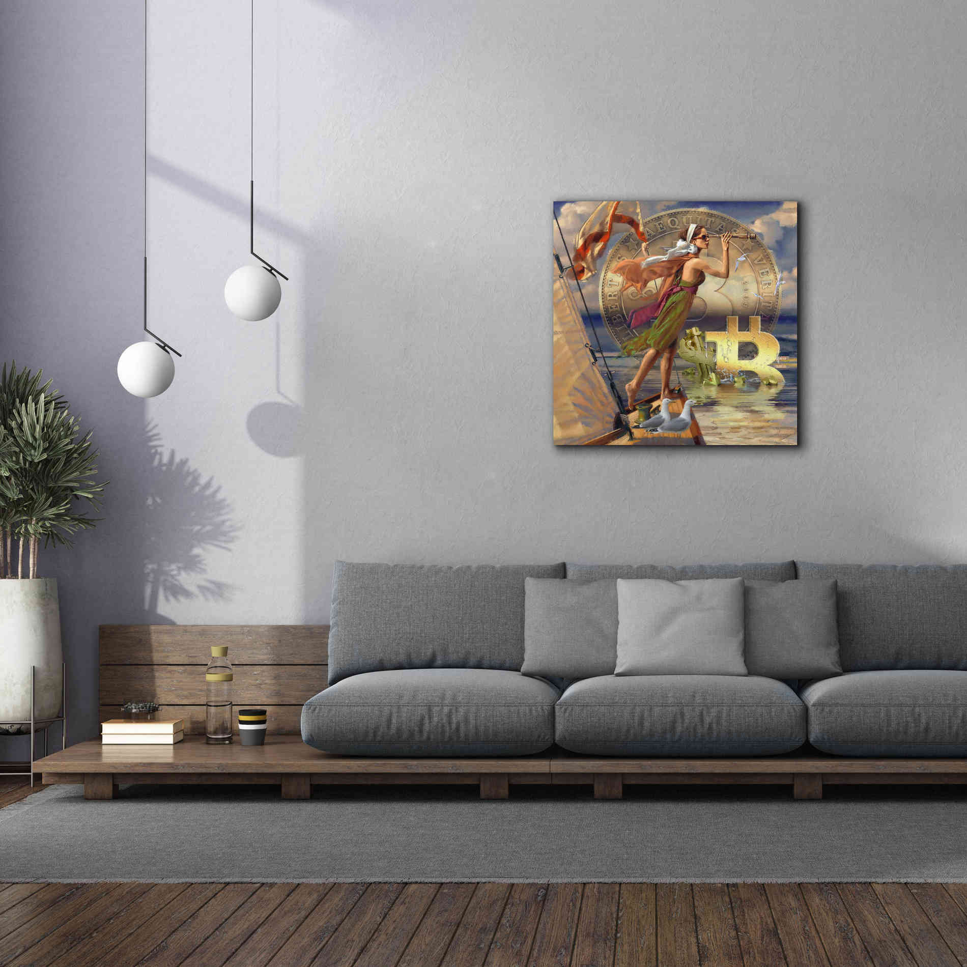 'Bitcoin Deco Ten' by Steve Hunziker Giclee Canvas Wall Art,37 x 37