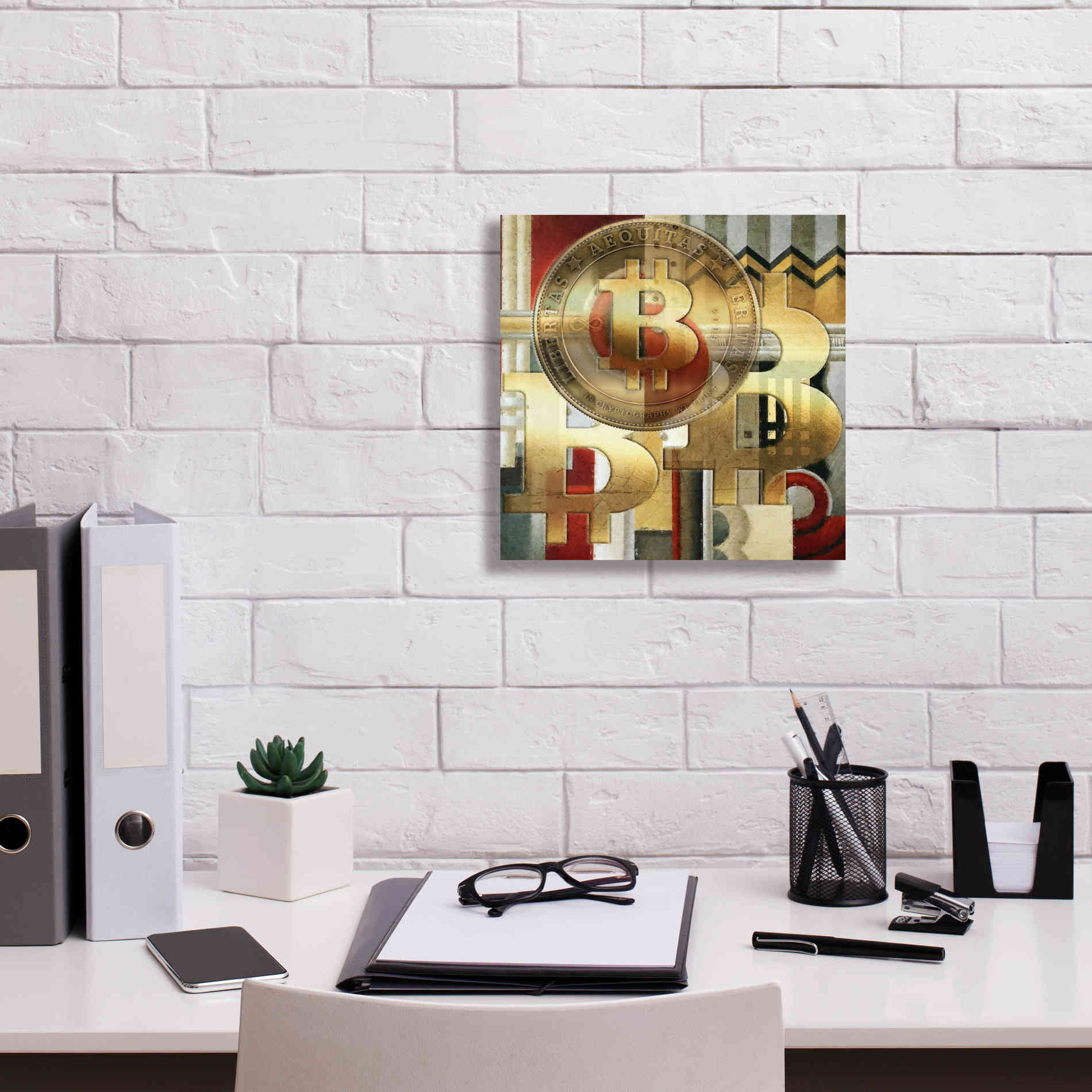 'Bitcoin Deco Seven' by Steve Hunziker Giclee Canvas Wall Art,12 x 12