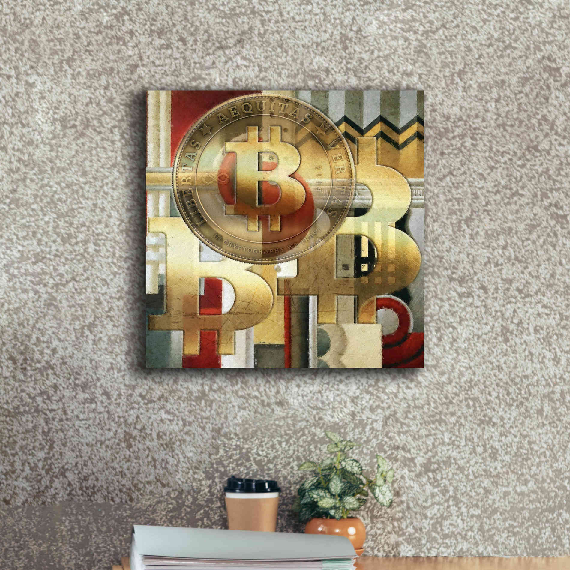 'Bitcoin Deco Seven' by Steve Hunziker Giclee Canvas Wall Art,18 x 18