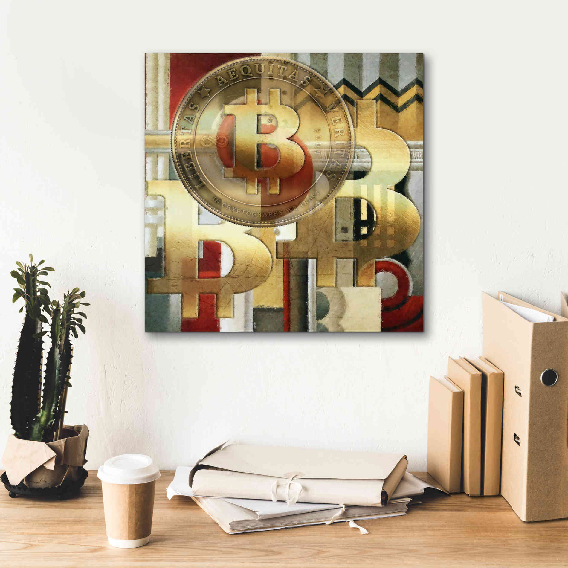 'Bitcoin Deco Seven' by Steve Hunziker Giclee Canvas Wall Art,18 x 18