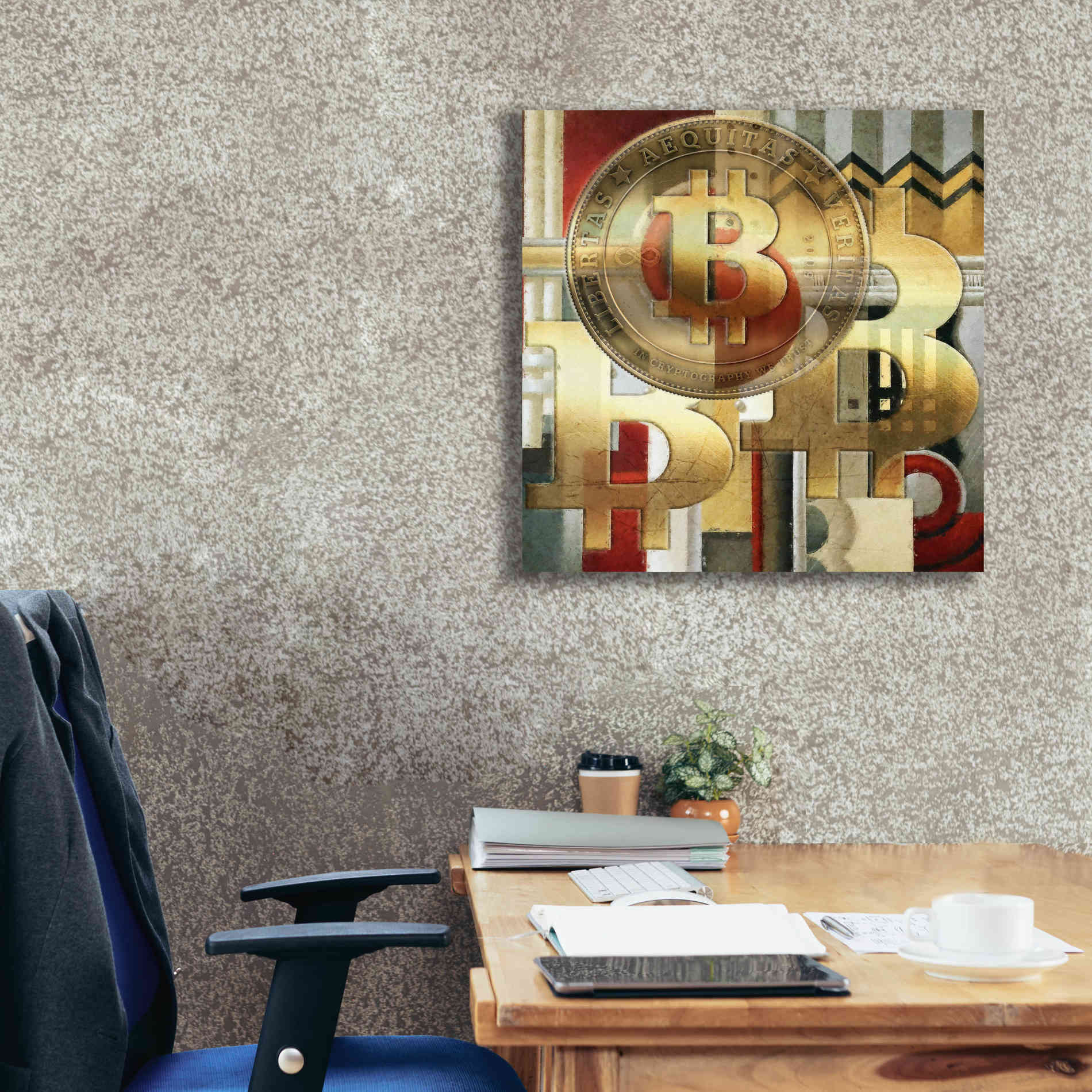'Bitcoin Deco Seven' by Steve Hunziker Giclee Canvas Wall Art,26 x 26