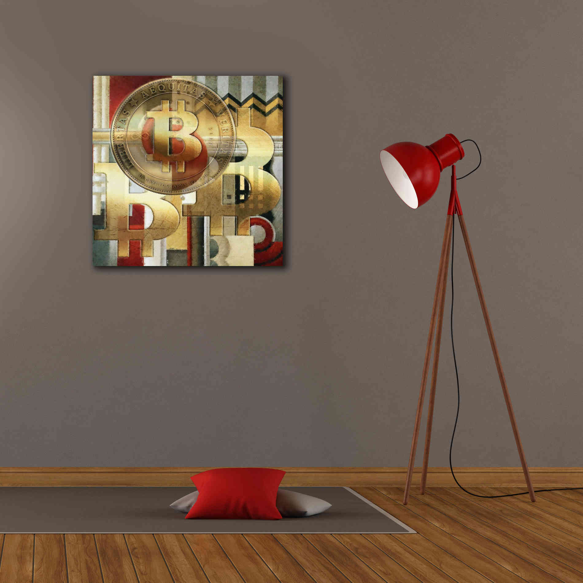 'Bitcoin Deco Seven' by Steve Hunziker Giclee Canvas Wall Art,26 x 26