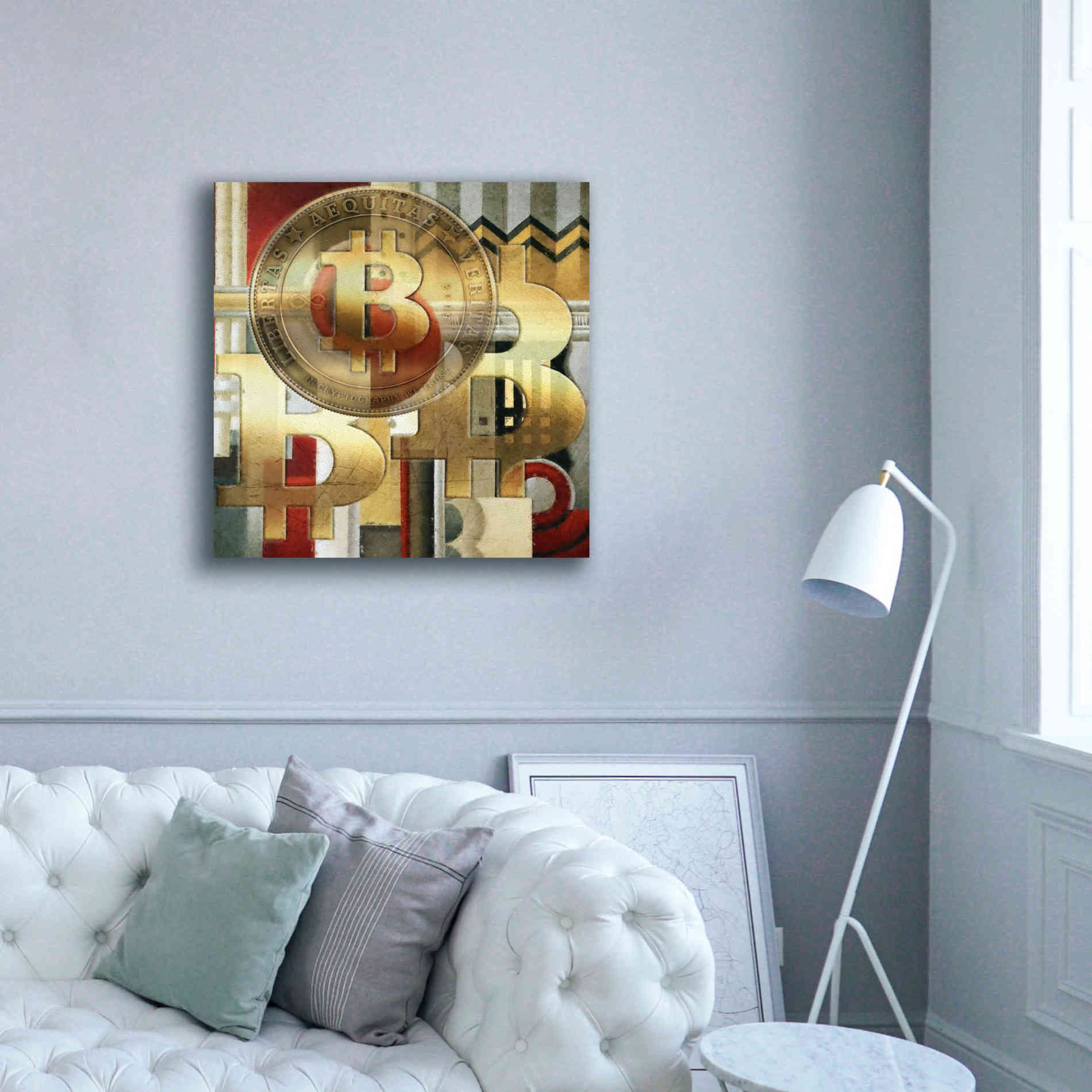 'Bitcoin Deco Seven' by Steve Hunziker Giclee Canvas Wall Art,37 x 37