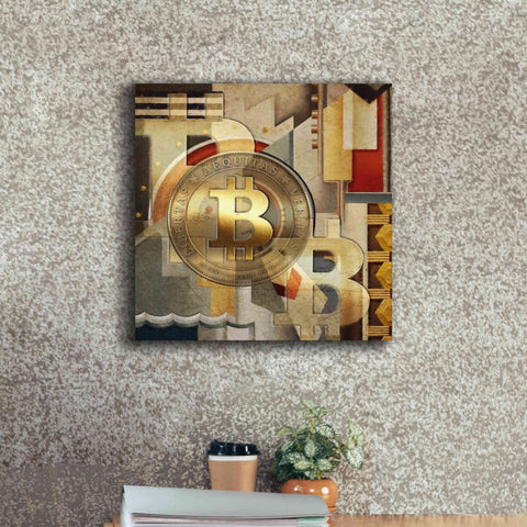 Image of 'Bitcoin Deco Six' by Steve Hunziker Giclee Canvas Wall Art,18 x 18