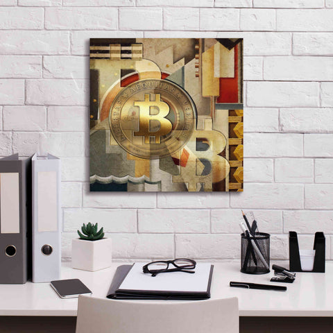 Image of 'Bitcoin Deco Six' by Steve Hunziker Giclee Canvas Wall Art,18 x 18