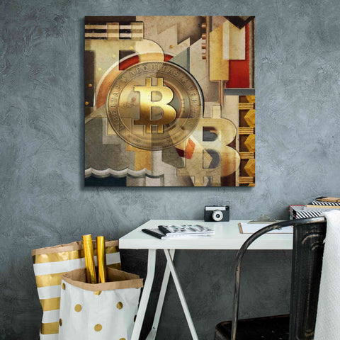 Image of 'Bitcoin Deco Six' by Steve Hunziker Giclee Canvas Wall Art,26 x 26