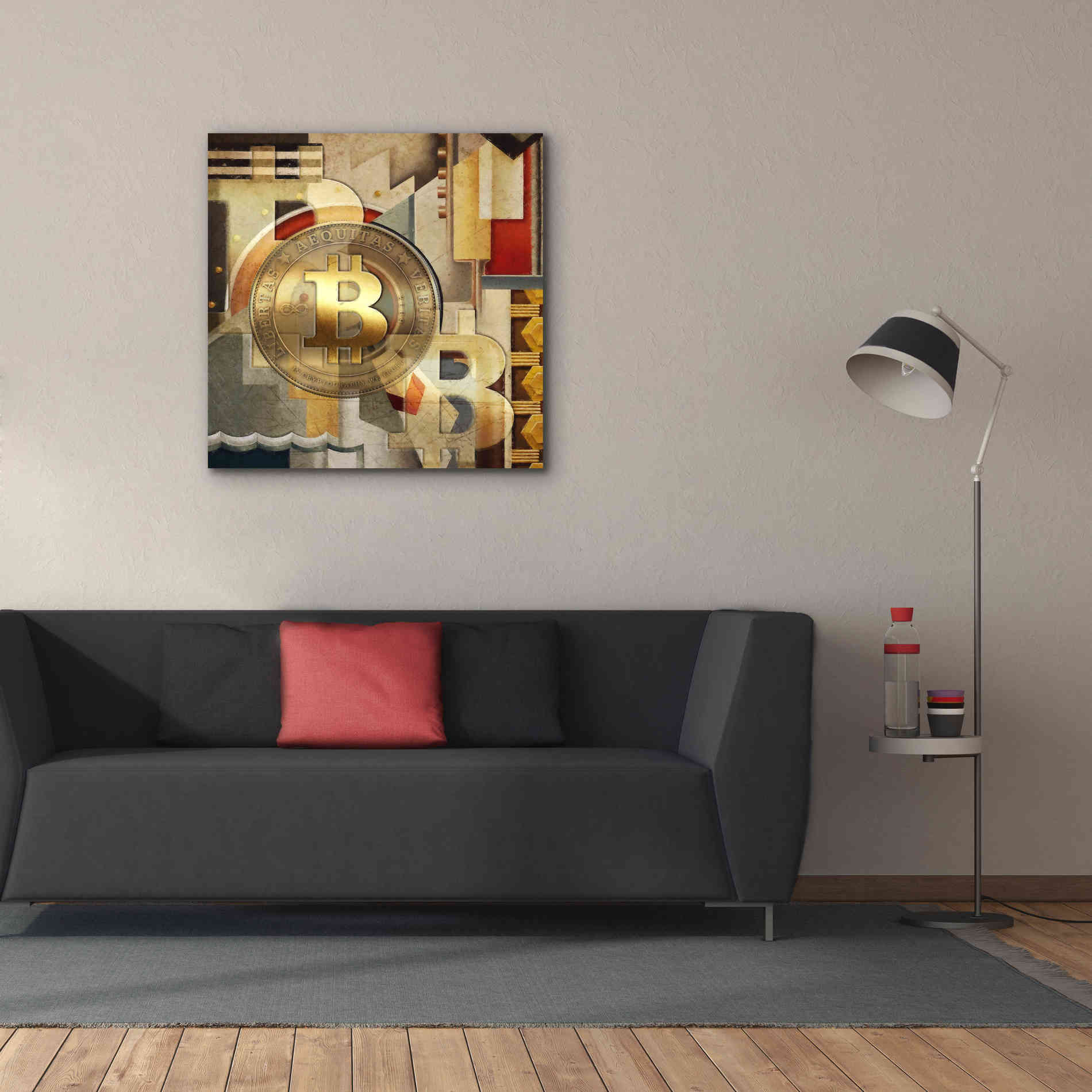 'Bitcoin Deco Six' by Steve Hunziker Giclee Canvas Wall Art,37 x 37