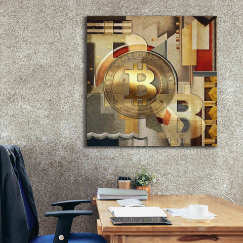 Image of 'Bitcoin Deco Six' by Steve Hunziker Giclee Canvas Wall Art,37 x 37