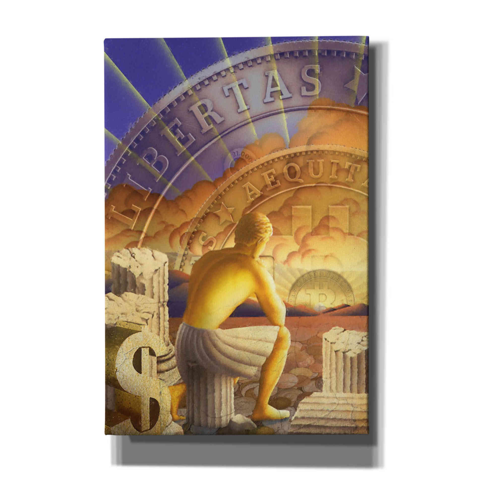 'Bitcoin Deco Five' by Steve Hunziker Giclee Canvas Wall Art