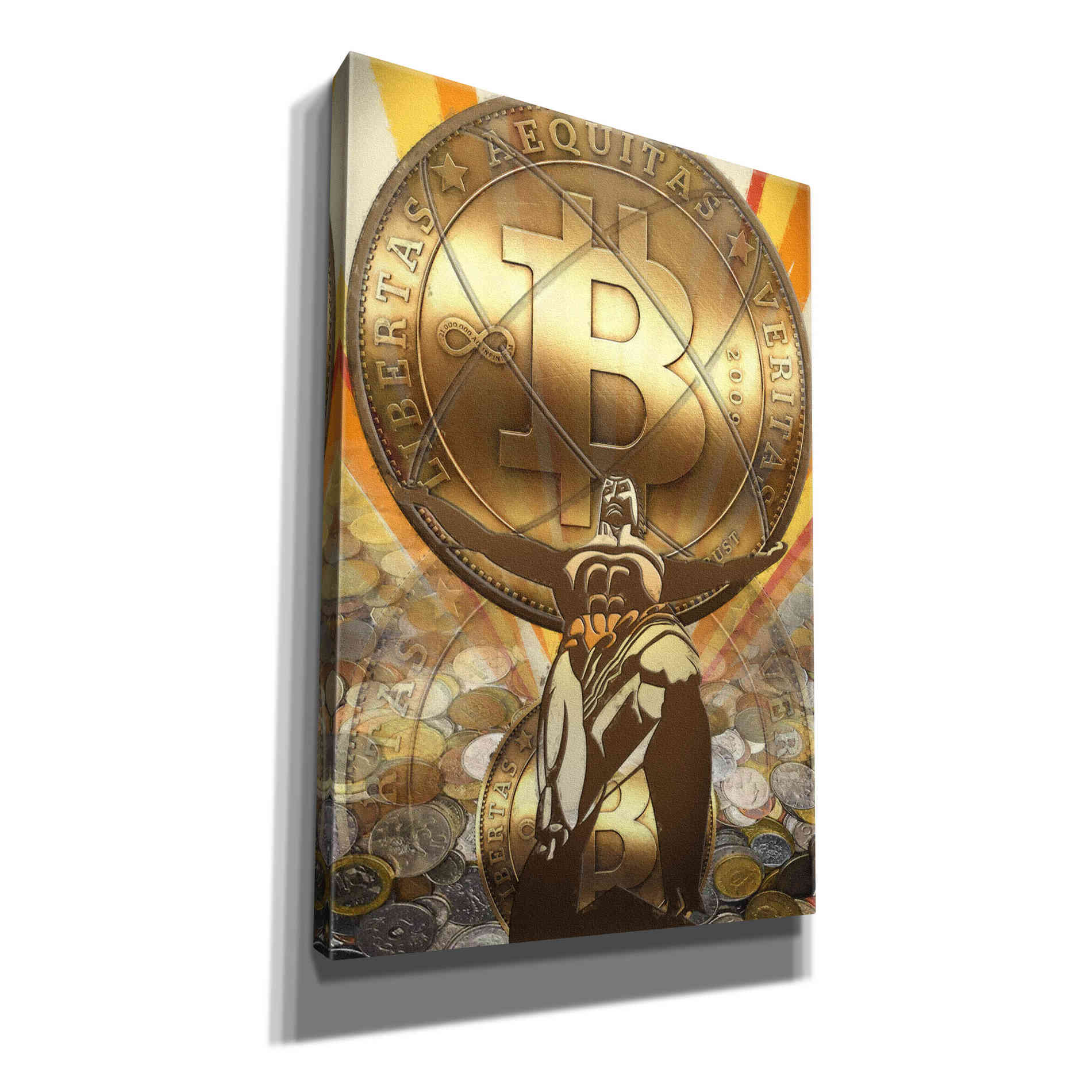 'Bitcoin Deco Four' by Steve Hunziker Giclee Canvas Wall Art